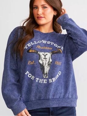 Buckle Blue Long Sleeve Tee with Graphic